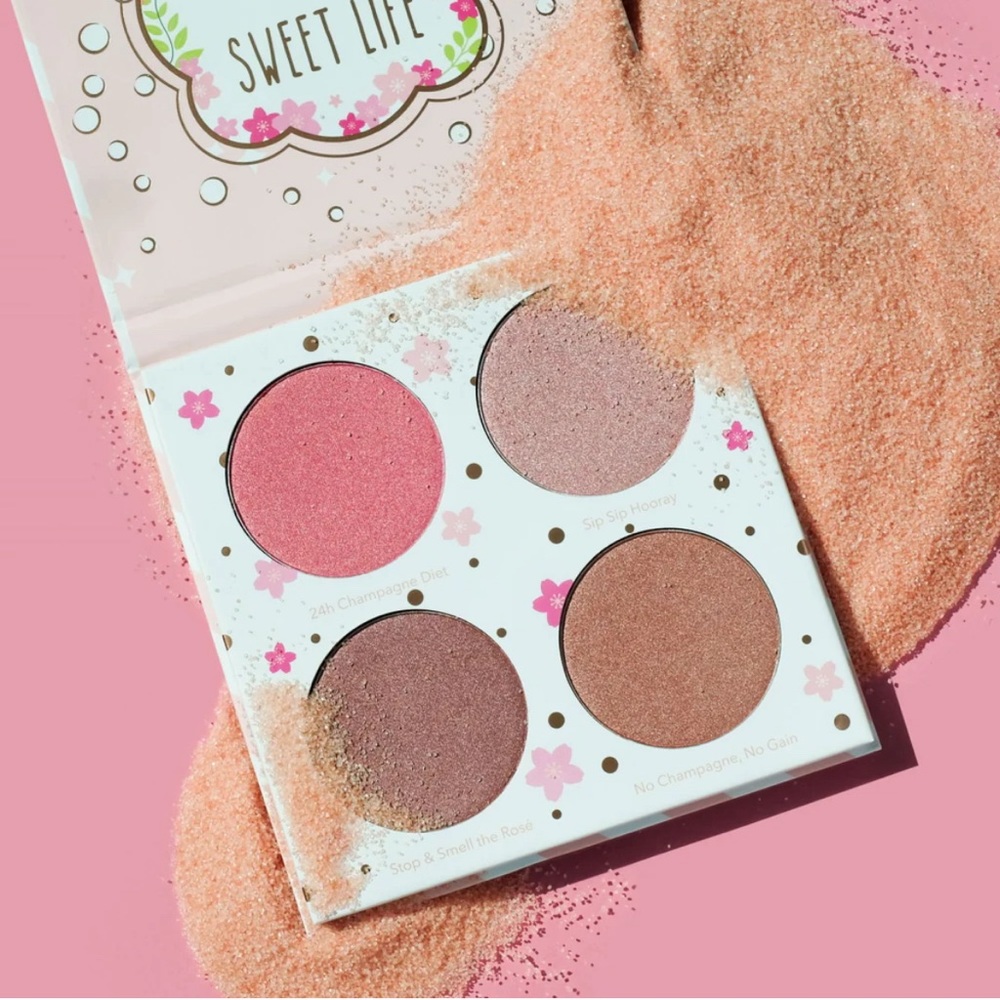 Cotton Candy Champagne Blushlighter 4 Rose-Flushed Metallic Sheen Shades Palette